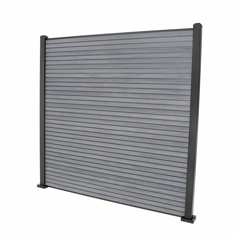 Light Grey Classic Composite Panel | Slatted | Aluminium Posts