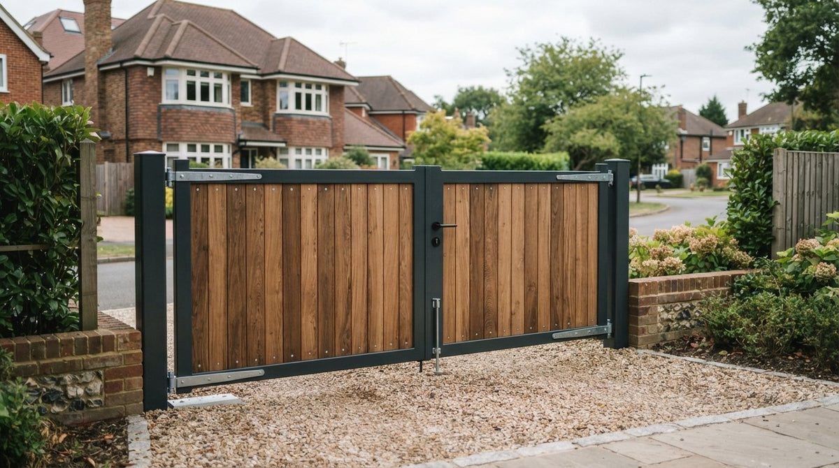 Metal frame wooden gates for durable timber infill