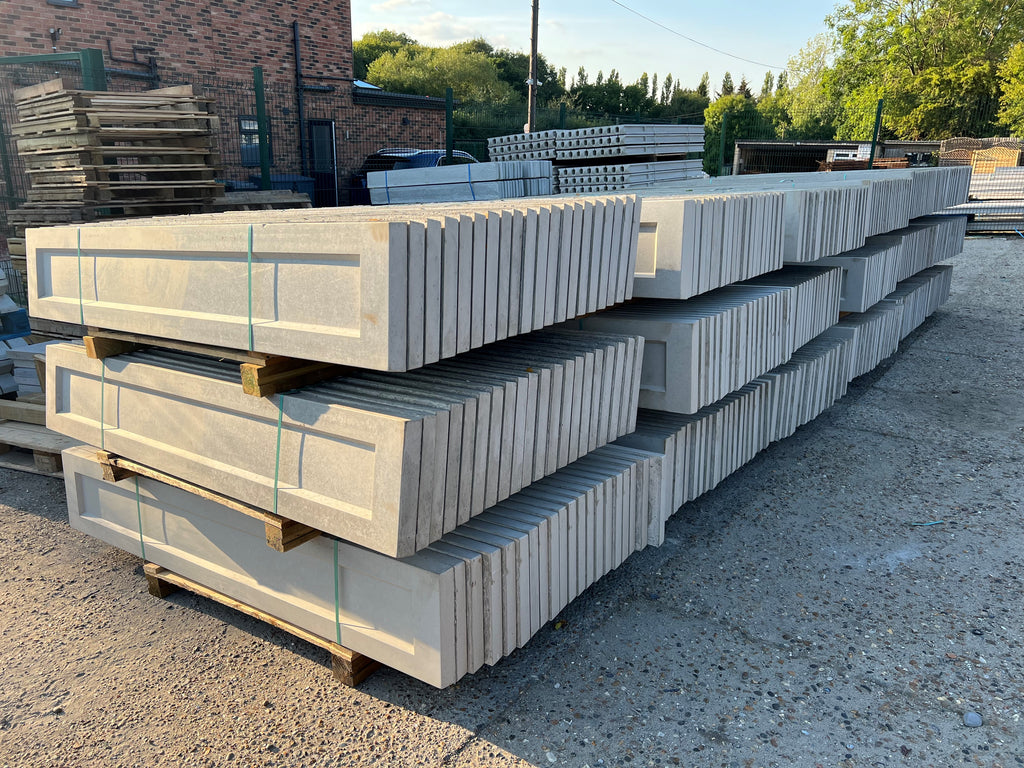 Large stock of 12” recessed concrete gravel boards ready for delivery in Essex, Kent and London
