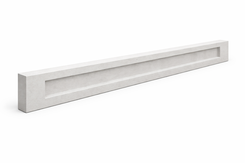 6” recessed concrete gravel board for fencing. Strong, weatherproof base board that protects panels from ground moisture and rot. Ideal for repairs or new installs.