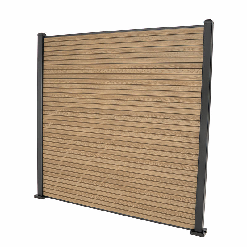 Teak Classic Composite Panel | Slatted | Aluminium Posts