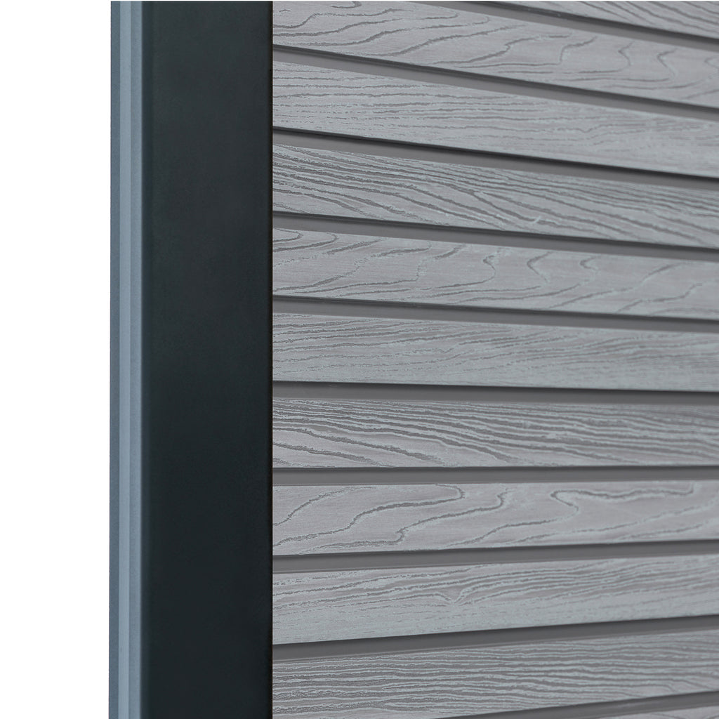 Light Grey Classic Composite Panel | Slatted | Aluminium Posts