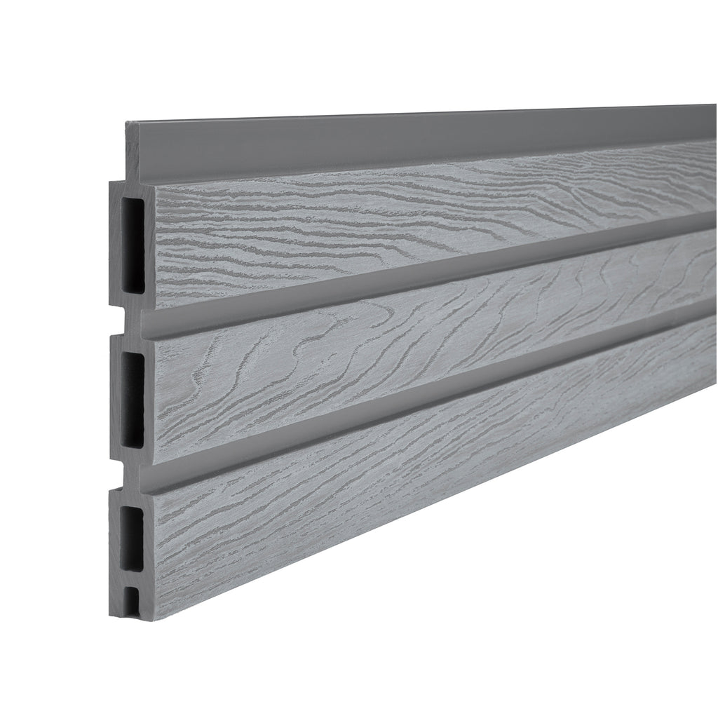 Light Grey Classic Composite Panel | Slatted | Aluminium Posts