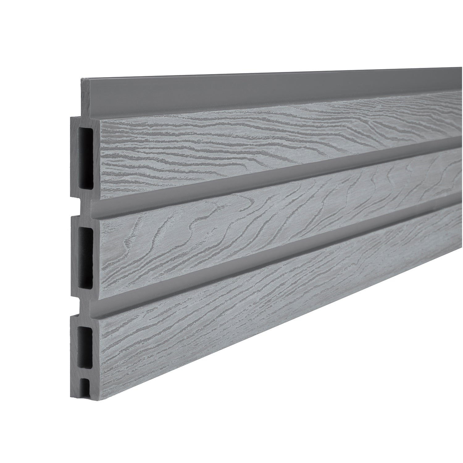 Light Grey Classic Composite Panel | Slatted | Aluminium Posts