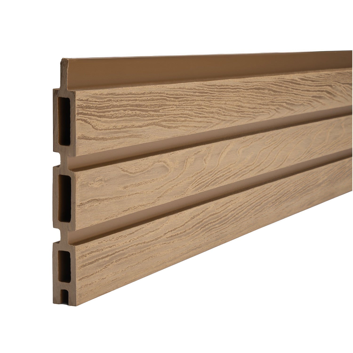 Teak Classic Composite Panel | Slatted | Aluminium Posts